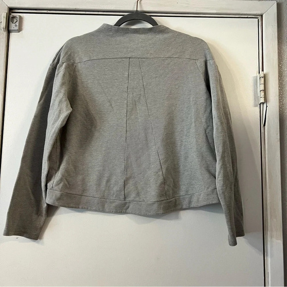 Les Lunes Gray Mock Neck Sweater Top Lightweight Organic Cotton Boxy Short Crop - Picture 5 of 7